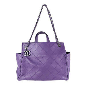 CHANEL Purple Leather Shoulder Bag